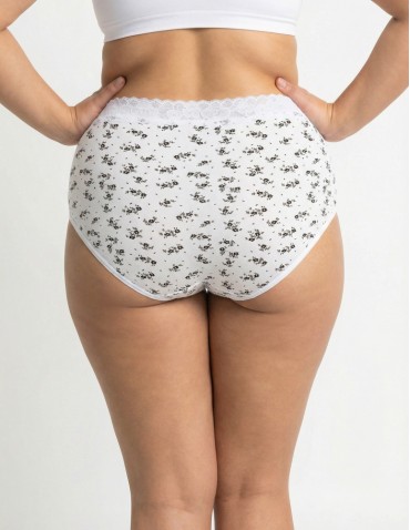 Majtki figi - Majtki damskie maxi bikini bawełniane z elastyczną koronką 4-pak WIELOKOLOROWY - produkt 4