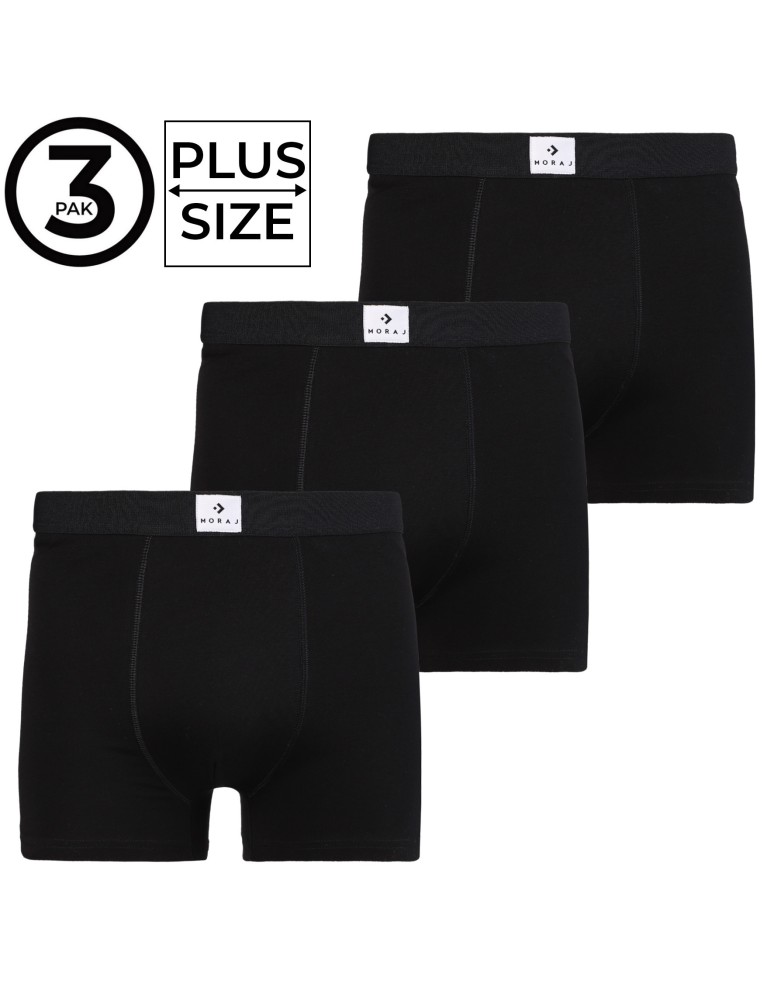 Bokserki dopasowane - Bokserki męskie majtki bawełniane gładkie Plus Size 3-pak CZARNY - produkt moraj.pl 1