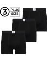 Bokserki męskie majtki bawełniane gładkie Plus Size 3-pak CZARNY