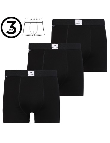 Bokserki dopasowane - Majtki bokserki męskie bawełniane dopasowane czarne 3-pak CZARNY - produkt 1