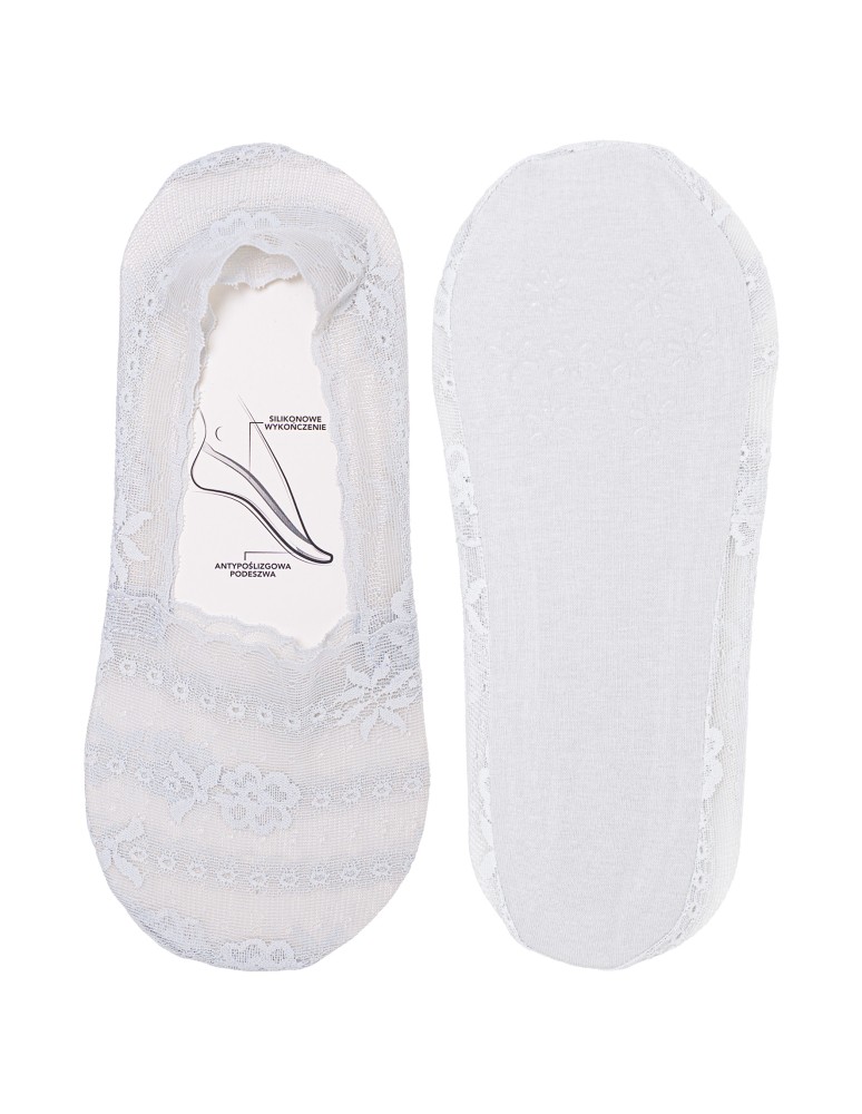 Niskie stopki - Skarpetki damskie niskie stopki koronkowe z antypoślizgową podeszwą 3-pak WIELOKOLOROWY  - produkt moraj.pl 3