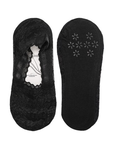 Niskie stopki - Skarpetki damskie niskie stopki koronkowe z antypoślizgową podeszwą 3-pak WIELOKOLOROWY - produkt 4