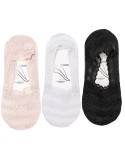 Skarpetki damskie niskie stopki koronkowe z antypoślizgową podeszwą 3-pak