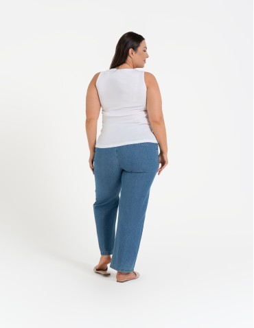 Koszulki i T-shirty - Koszulka damska na ramiączkach Tank-Top bawełniana Plus Size GRANATOWY - produkt 20