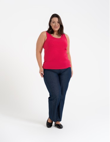 Koszulki i T-shirty - Koszulka damska na ramiączkach Tank-Top bawełniana Plus Size FUKSJA - produkt 3