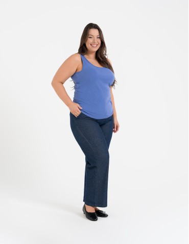 Koszulki i T-shirty - Koszulka damska na ramiączkach Tank-Top bawełniana Plus Size NIEBIESKI - produkt 4