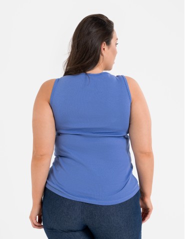 Koszulki i T-shirty - Koszulka damska na ramiączkach Tank-Top bawełniana Plus Size NIEBIESKI - produkt 6