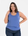 Koszulka damska na ramiączkach Tank-Top bawełniana Plus Size NIEBIESKI