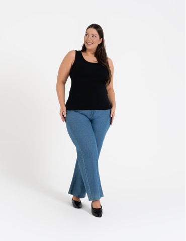 Koszulka damska na ramiączkach Tank-Top bawełniana Plus Size - CZARNY