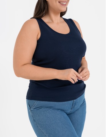 Koszulka damska na ramiączkach Tank-Top bawełniana Plus Size - GRANATOWY  - produkt 2