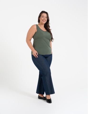 Koszulki i T-shirty - Koszulka damska na ramiączkach Tank-Top bawełniana Plus Size KHAKI - produkt 4