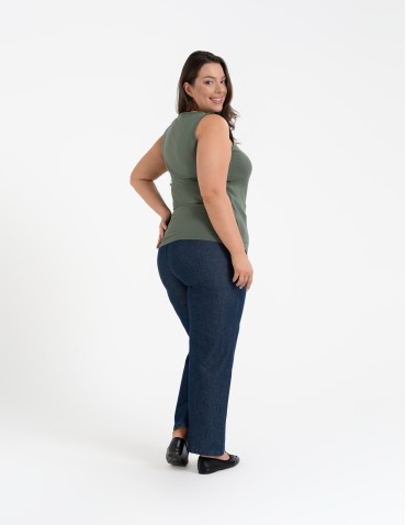 Koszulki i T-shirty - Koszulka damska na ramiączkach Tank-Top bawełniana Plus Size KHAKI - produkt 5