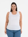 Koszulka damska na ramiączkach Tank-Top bawełniana Plus Size BIAŁY