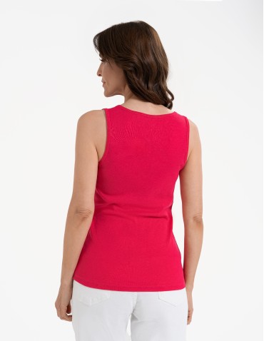 Koszulki i T-shirty - Koszulka damska na ramiączkach Tank-Top bawełniana FUKSJA - produkt 1