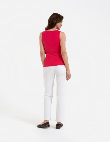 Koszulki i T-shirty - Koszulka damska na ramiączkach Tank-Top bawełniana FUKSJA - produkt 4