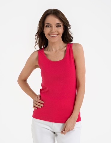 Koszulki i T-shirty - Koszulka damska na ramiączkach Tank-Top bawełniana FUKSJA - produkt 5