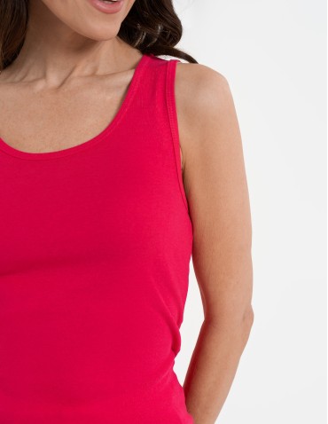 Koszulki i T-shirty - Koszulka damska na ramiączkach Tank-Top bawełniana FUKSJA - produkt 6