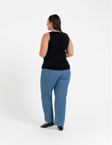 Koszulki i T-shirty - Koszulka damska na ramiączkach Tank-Top bawełniana Plus Size GRANATOWY - produkt 62