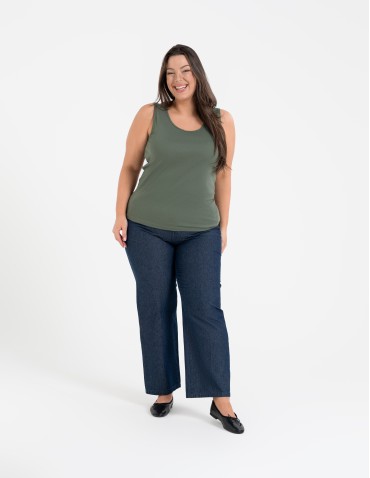Koszulki i T-shirty - Koszulka damska na ramiączkach Tank-Top bawełniana Plus Size GRANATOWY - produkt 68
