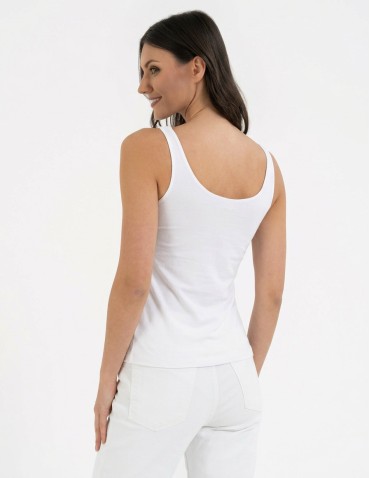 Koszulki i T-shirty - Top damski dwuwarstwowy na ramiączkach BIAŁY - produkt 3