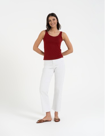 Koszulki i T-shirty - Top damski dwuwarstwowy na ramiączkach CZERWONY - produkt 5