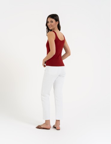 Koszulki i T-shirty - Top damski dwuwarstwowy na ramiączkach CZERWONY - produkt 6