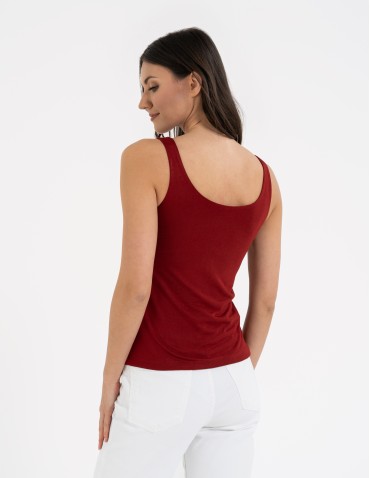 Koszulki i T-shirty - Top damski dwuwarstwowy na ramiączkach CZERWONY - produkt 7