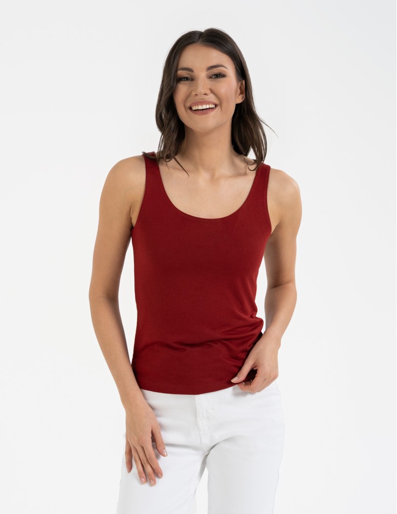 Koszulki i T-shirty - Top damski dwuwarstwowy na ramiączkach CZERWONY - produkt moraj.pl 1