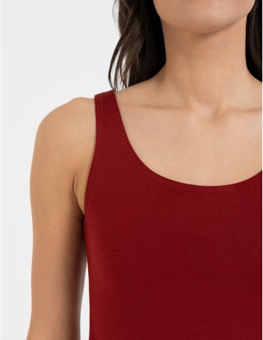 Koszulki i T-shirty - Top damski dwuwarstwowy na ramiączkach CZERWONY - produkt 8