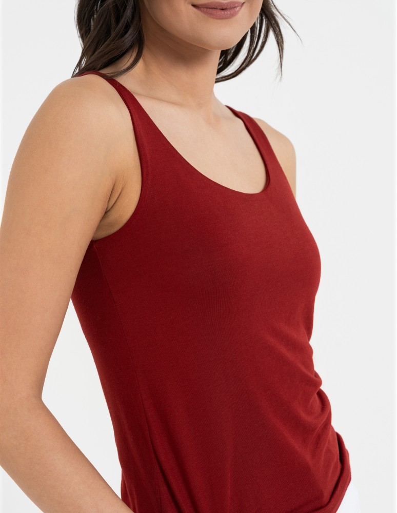 Koszulki i T-shirty - Top damski dwuwarstwowy na ramiączkach CZERWONY  - produkt moraj.pl 2