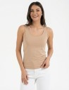Top damski dwuwarstwowy na ramiączkach BEŻOWY