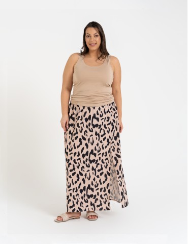 Koszulki i T-shirty - Top damski dwuwarstwowy na ramiączkach BEŻOWY - produkt 4