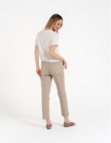 Bluzki z krótkim rękawem - Damska bluzka z wiązaniem z dodatkiem lnu BIAŁY - produkt 7