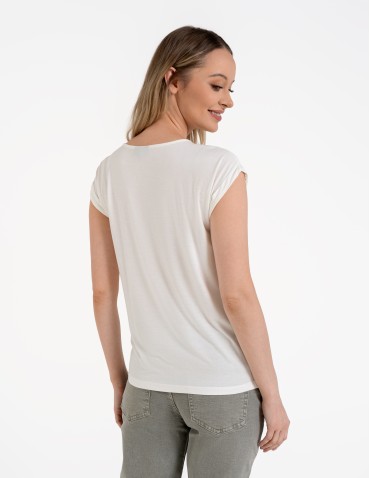 Bluzki i koszule - Elegancka bluzka damska z dekoracyjnymi dżetami BIAŁY - produkt 7