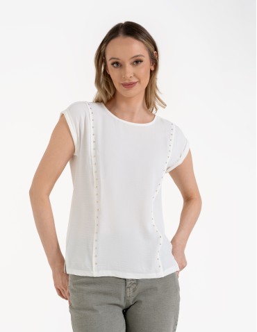 Elegancka bluzka damska z dekoracyjnymi dżetami