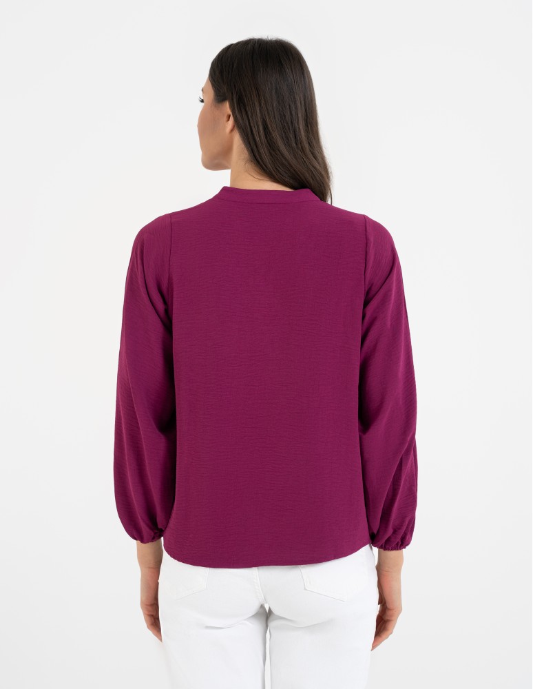 Bluzki i koszule - Damska bluzka z długimi szerokimi rękawami FUKSJA - produkt moraj.pl 11