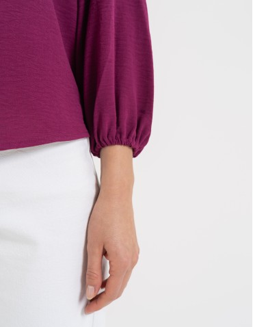 Bluzki i koszule - Damska bluzka z długimi szerokimi rękawami FUKSJA - produkt 12