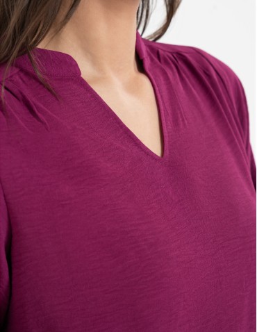 Bluzki i koszule - Damska bluzka z długimi szerokimi rękawami FUKSJA - produkt 5