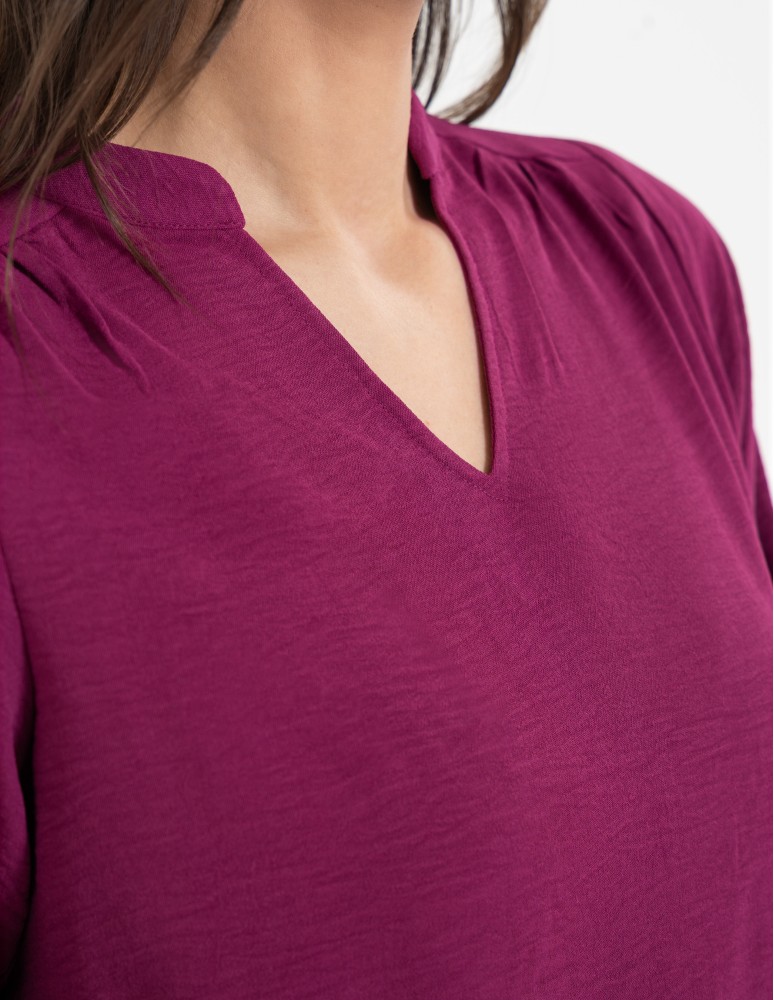 Bluzki i koszule - Damska bluzka z długimi szerokimi rękawami FUKSJA - produkt moraj.pl 5
