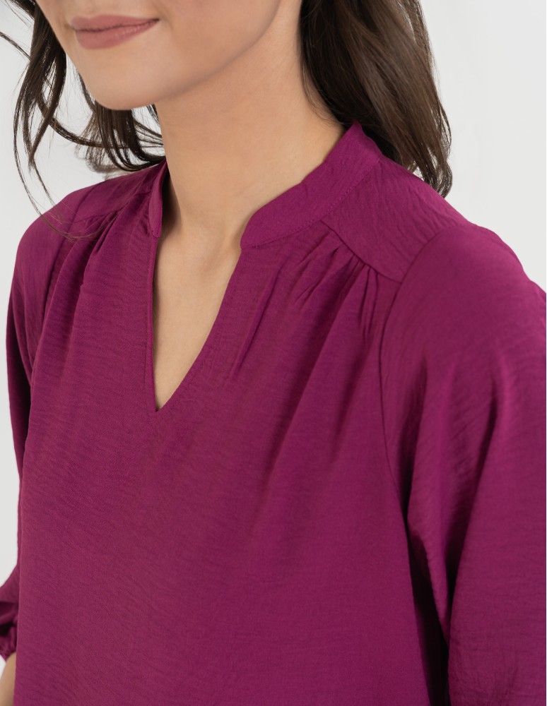 Bluzki i koszule - Damska bluzka z długimi szerokimi rękawami FUKSJA - produkt moraj.pl 2