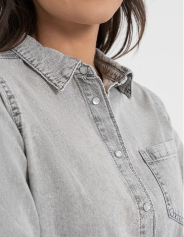 Bluzki i koszule - Koszula jeansowa damska w stylu denim SZARY - produkt 2