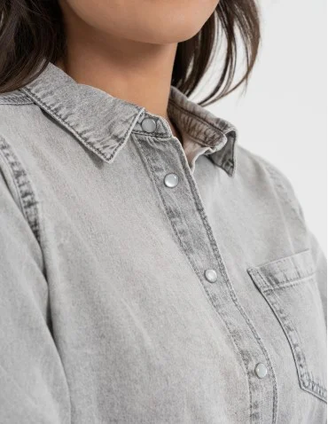 Koszula jeansowa damska w stylu denim - SZARY - produkt 2