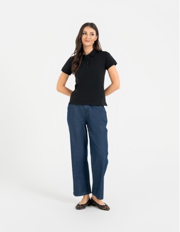 Polo - Koszulka polo damska z kołnierzykiem CZARNY - produkt 7