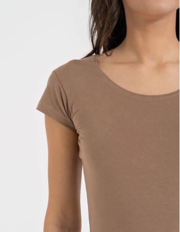 Sukienki i kombinezony - Sukienka damska bawełniana tuba przed kolano BEŻOWY - produkt 4