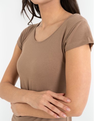 Sukienki i kombinezony - Sukienka damska bawełniana tuba przed kolano BEŻOWY - produkt 6