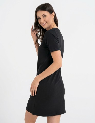 Sukienki i kombinezony - Sukienka damska bawełniana z krótkim rękawem CZARNY - produkt 2