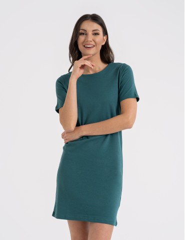 Sukienki i kombinezony - Sukienka damska bawełniana z krótkim rękawem ZIELONY - produkt 1