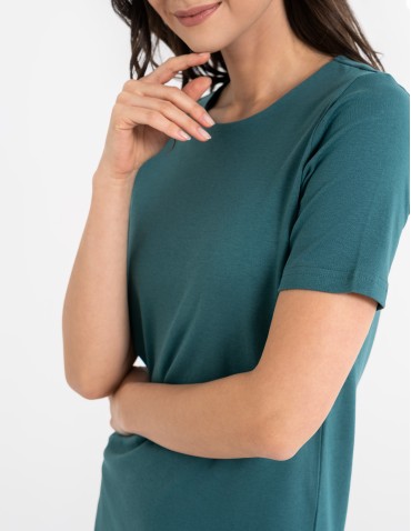 Sukienki i kombinezony - Sukienka damska bawełniana z krótkim rękawem ZIELONY - produkt 7