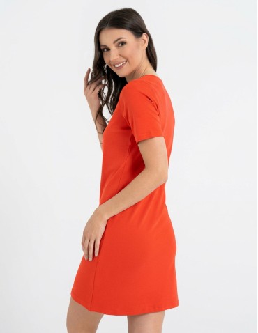 Sukienki i kombinezony - Sukienka damska bawełniana z krótkim rękawem CZERWONY - produkt 5