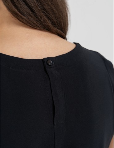 Sukienki i kombinezony - Sukienka damska wiskozowa z wiązaniem w talii i kieszeniami CZARNY - produkt 7